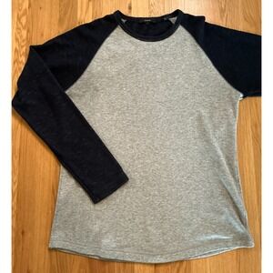 Vince Color-Block Double Knit Crew Sweatshirt Sz‎ L - Blue & Grey M55959758